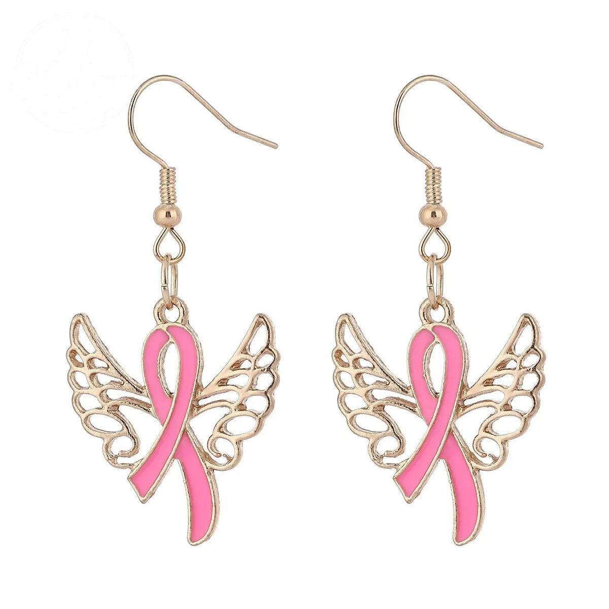 Pink Ribbon Heart Health Breast Cancer Earrings