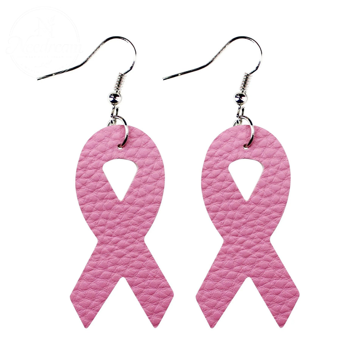 Breast Women'S Health Pink Ribbon Leather Earrings