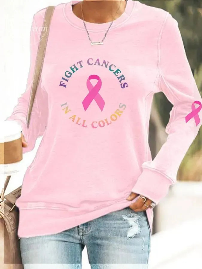 Women's Breast Cancer Awareness Fight Cancer In All Colors Sweatshirt