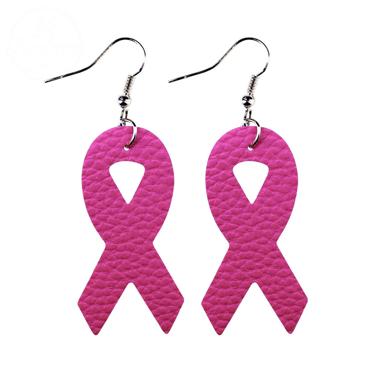 Breast Women'S Health Pink Ribbon Leather Earrings