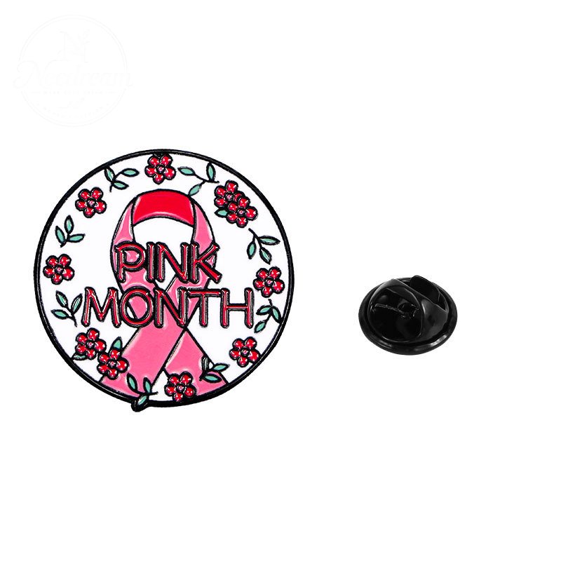 AIDS Promotion Commemorative Badge Pink Ribbon Breast Brooch