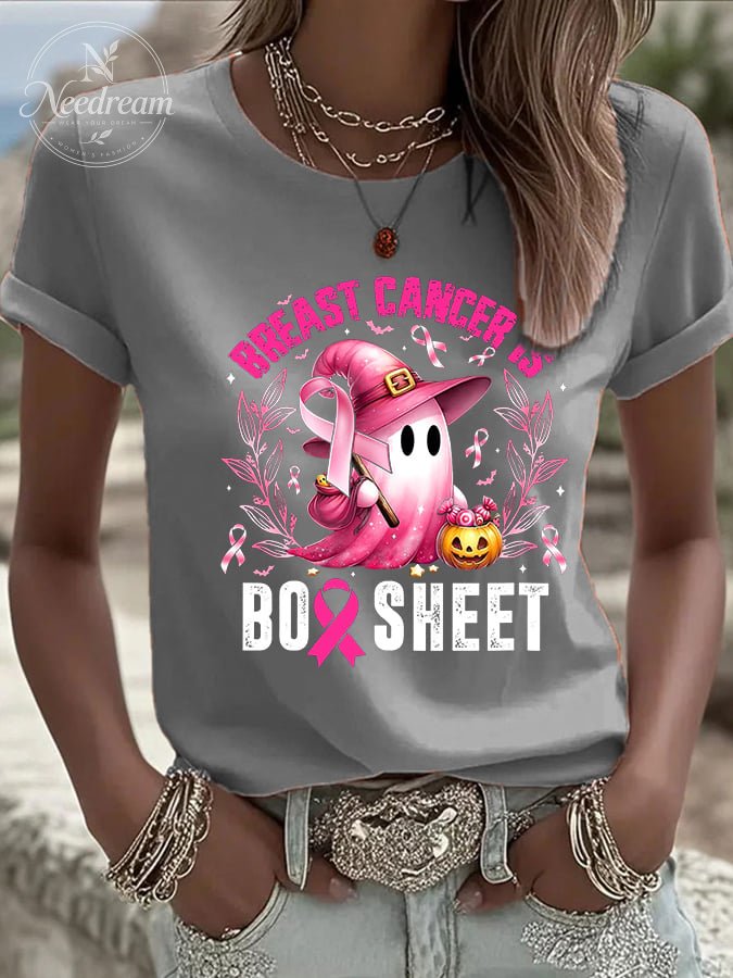 Women's CasualBreast Cancer is Boo Sheet  T-Shirt