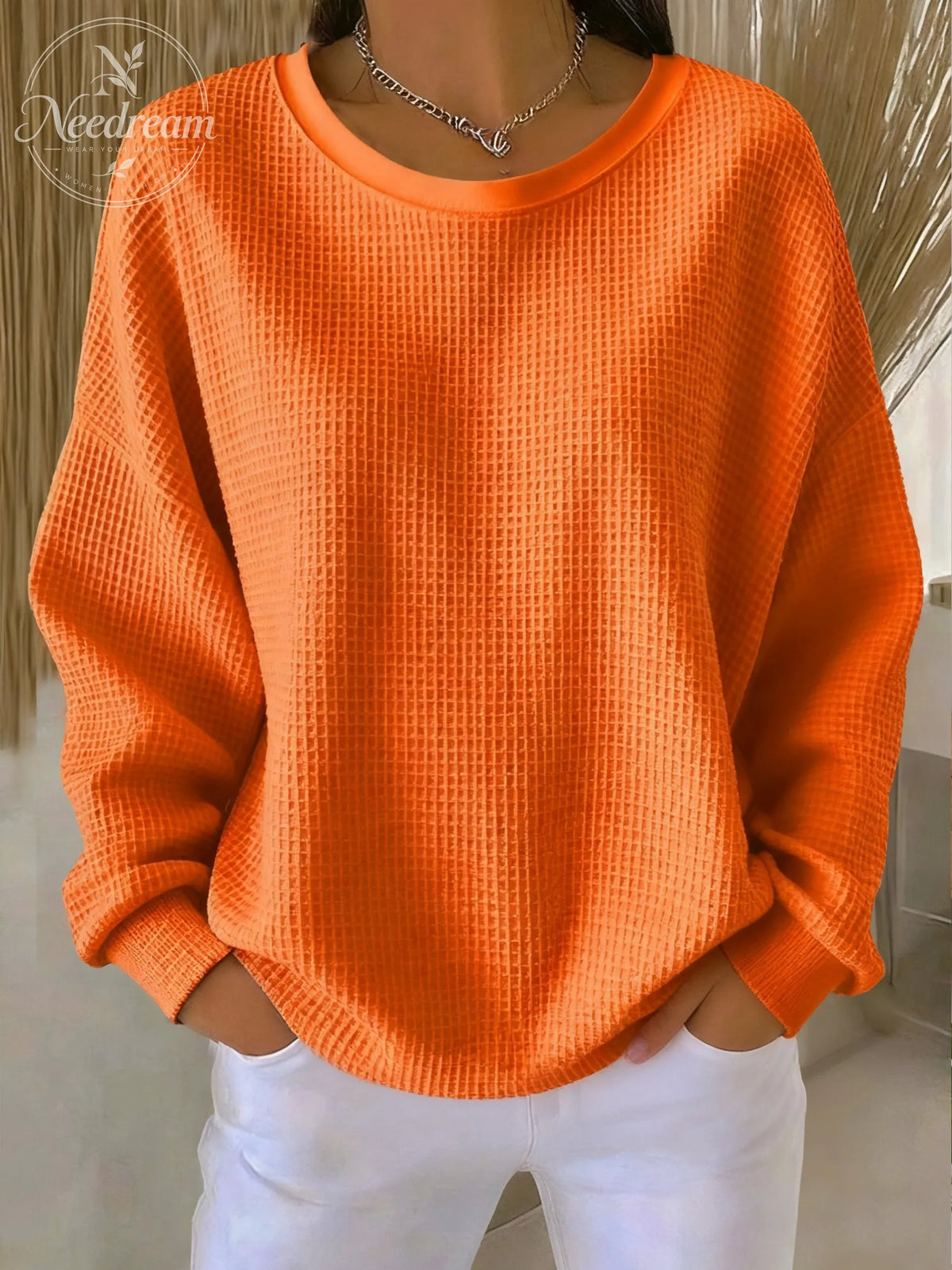 Women's casual waffle multi-color autumn and winter sweatshirt