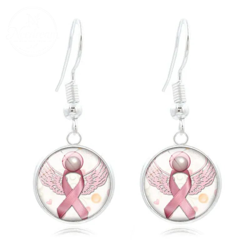 Pink Ribbon Time Gem Earrings