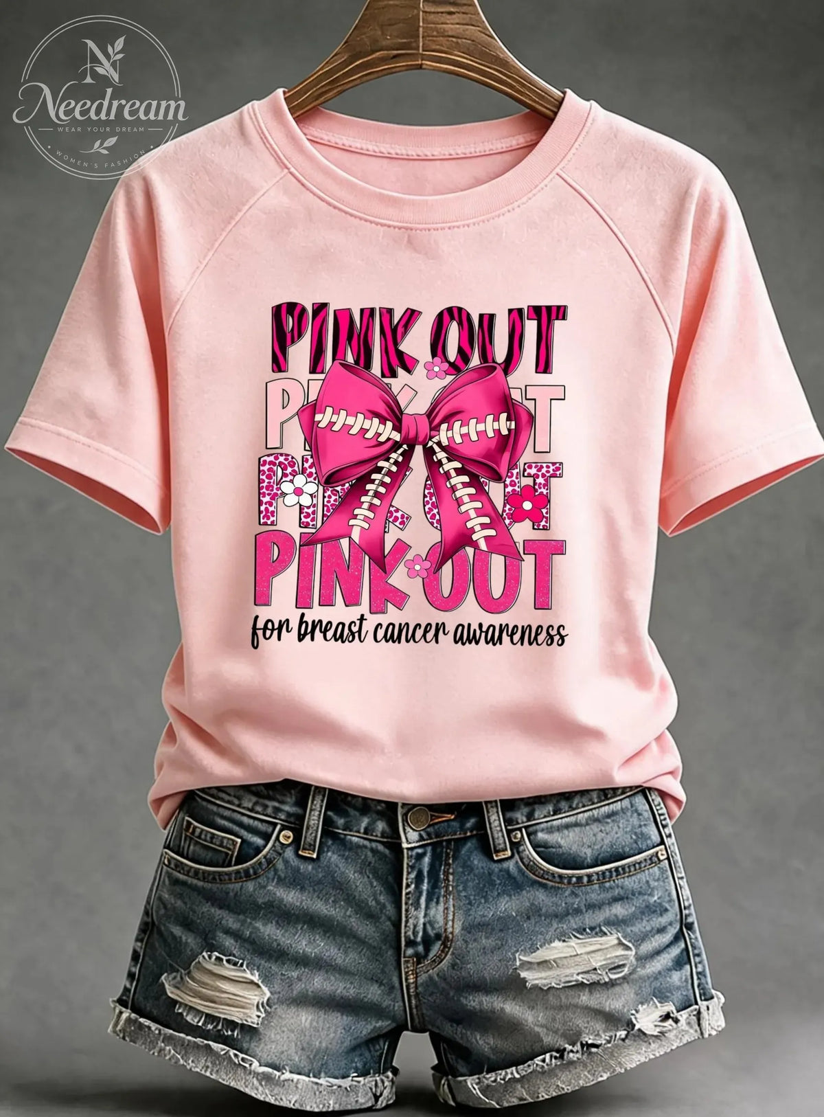 Women'S Pink Out Breast Cancer Awareness Cotton T-Shirts
