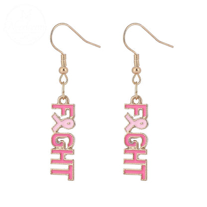 Pink Ribbon Heart Health Breast Cancer Earrings