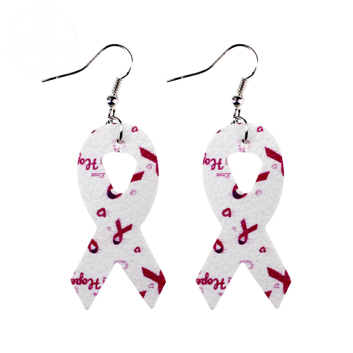 Breast Women'S Health Pink Ribbon Leather Earrings
