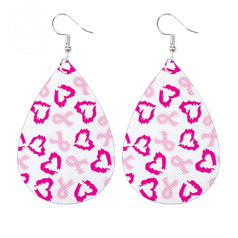 Caring For AIDS Pink Water Drop Earrings