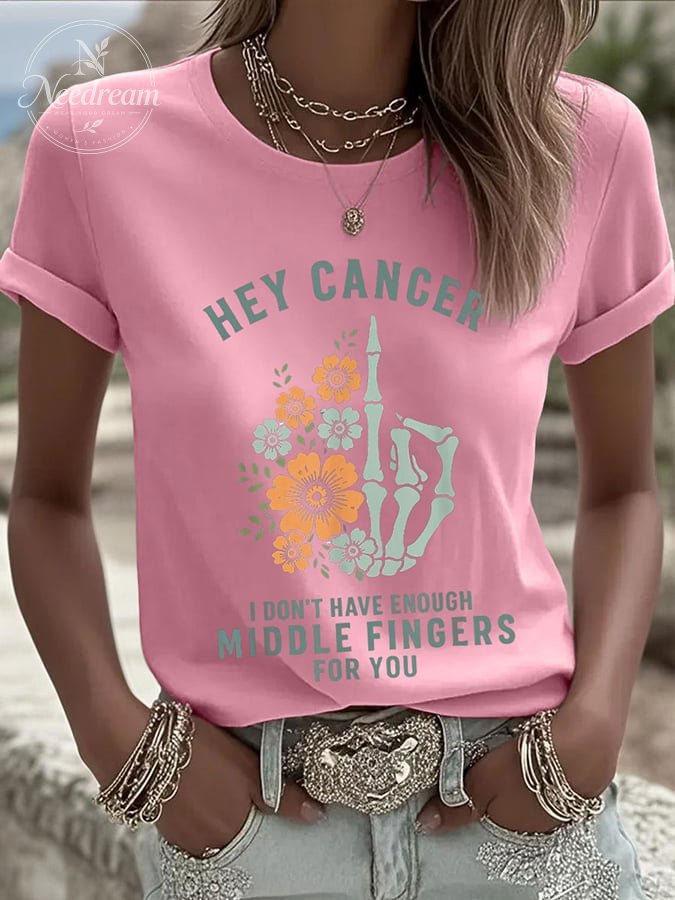 Women's Breast Cancer Awareness Printed Round Neck T-Shirt