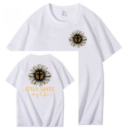 Jesus Saves My Life Pattern100% Cotton T-Shirt