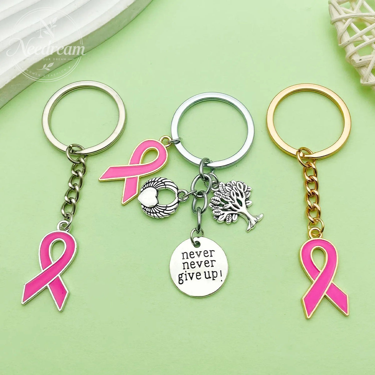 Pink Ribbon Breast Keychain