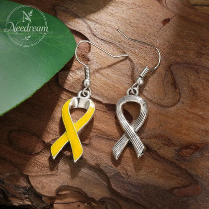Vintage Drip Oil Love Ribbon Earrings