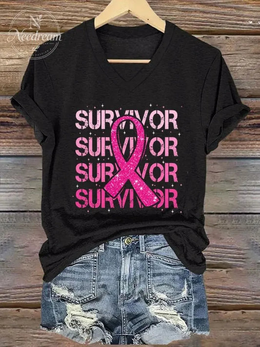 Women's Breast Cancer Printed Casual T-Shirt