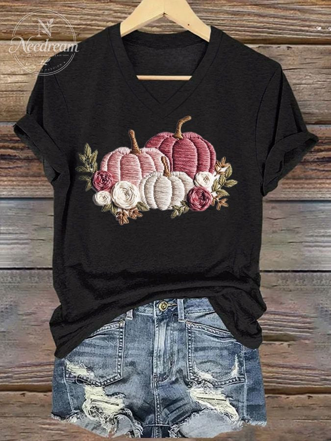 Women's Casual Pink Pumpkin T-Shirt