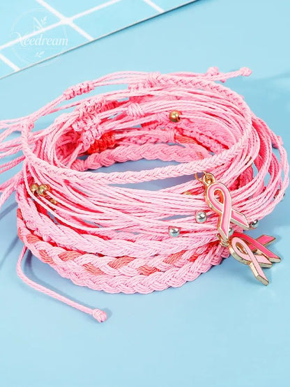 Women's Breast Cancer Awareness Braided Twist Bracelet