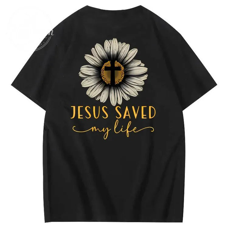 Jesus Saves My Life Pattern100% Cotton T-Shirt