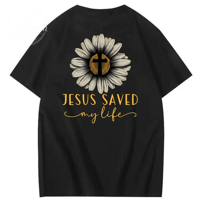 Jesus Saves My Life Pattern100% Cotton T-Shirt