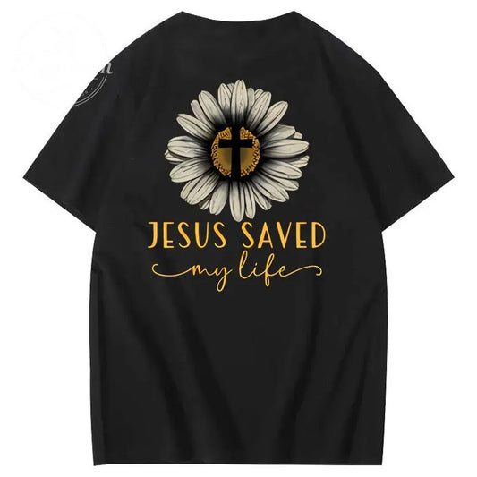 Jesus Saves My Life Pattern100% Cotton T-Shirt