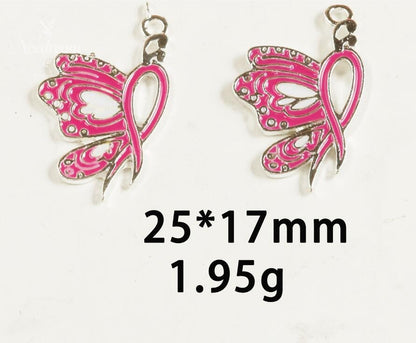 Breast Cancer Awareness Warrior Pink Alloy Pendant Accessory(Two Pack)