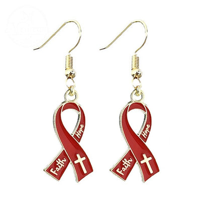 AIDS HIV Awakening Day Red Ribbon Care Activity Earrings