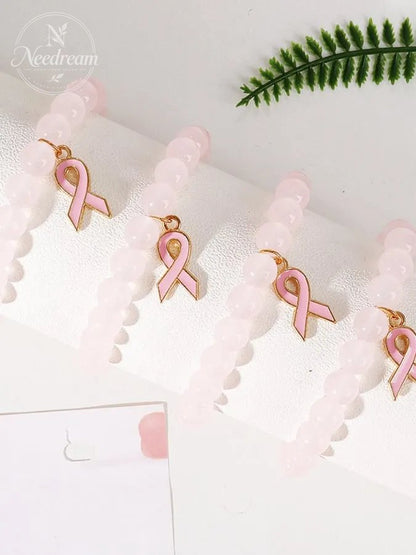 Women's Breast Cancer Awareness Natural Crystal Bracelet