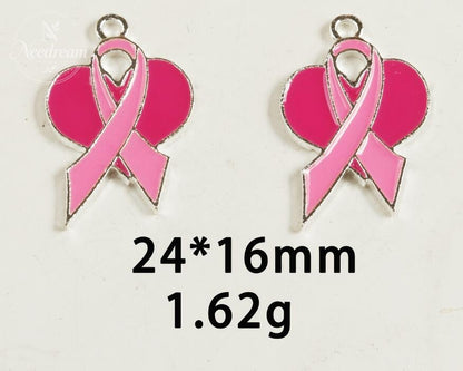 Breast Cancer Awareness Warrior Pink Alloy Pendant Accessory(Two Pack)