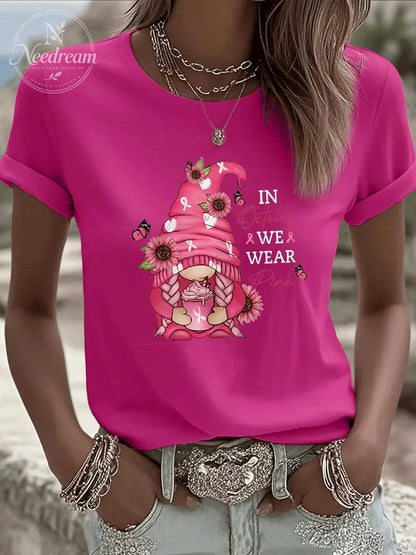 Women's In October We Wear Pink Pattern 100% Cotton  T-Shirt