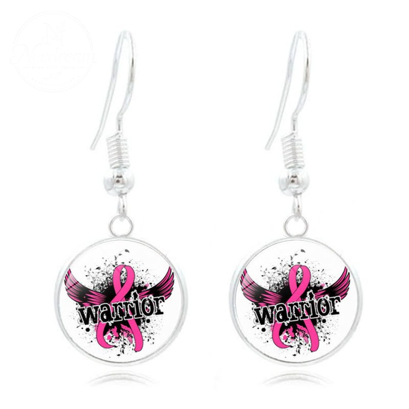 Pink Ribbon Time Gem Earrings