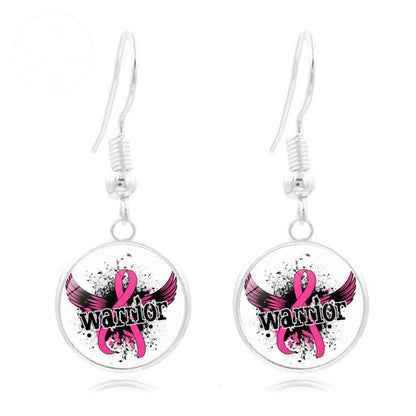 Pink Ribbon Time Gem Earrings