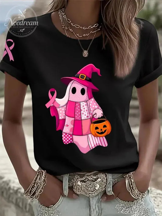 Women's Breast Cancer Print Casual T-shirt