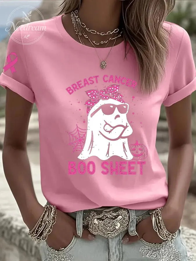Women's CasualBreast Cancer is Boo Sheet  T-Shirt