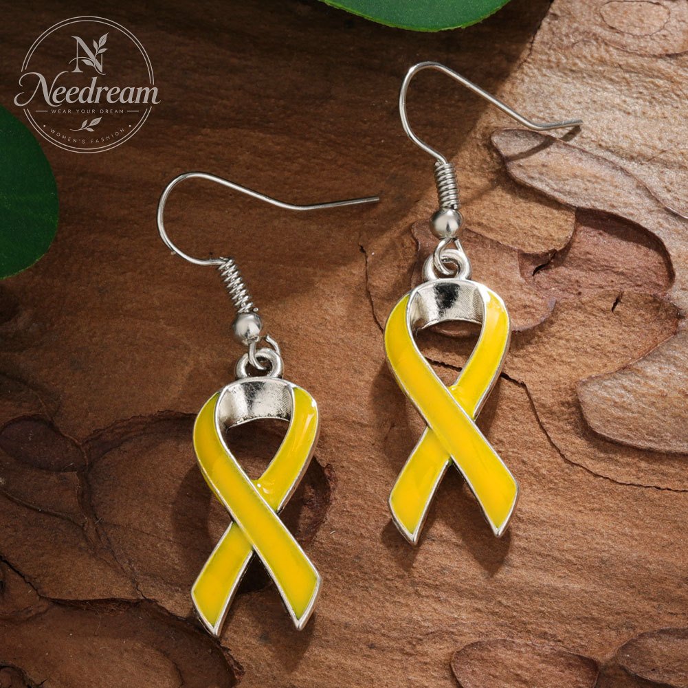 Vintage Drip Oil Love Ribbon Earrings