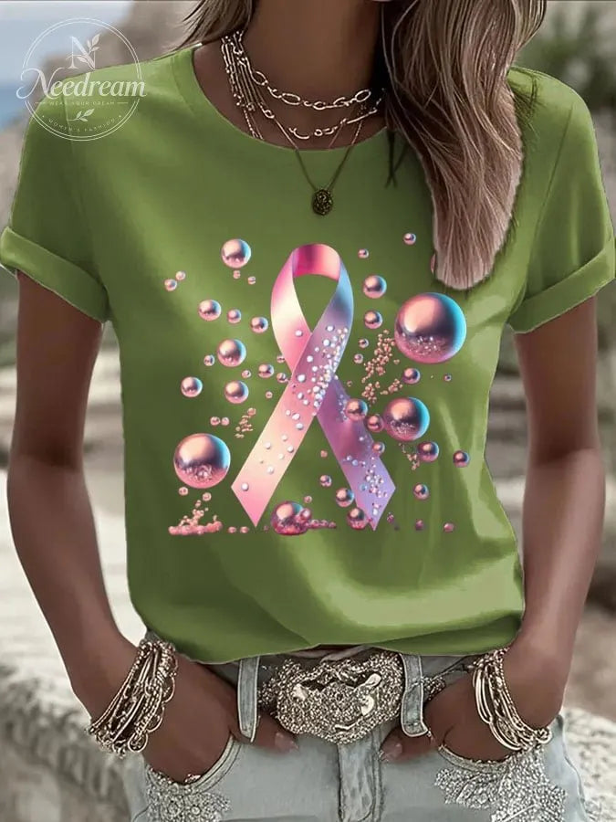 Women's  Breast Cancer Print T-Shirt