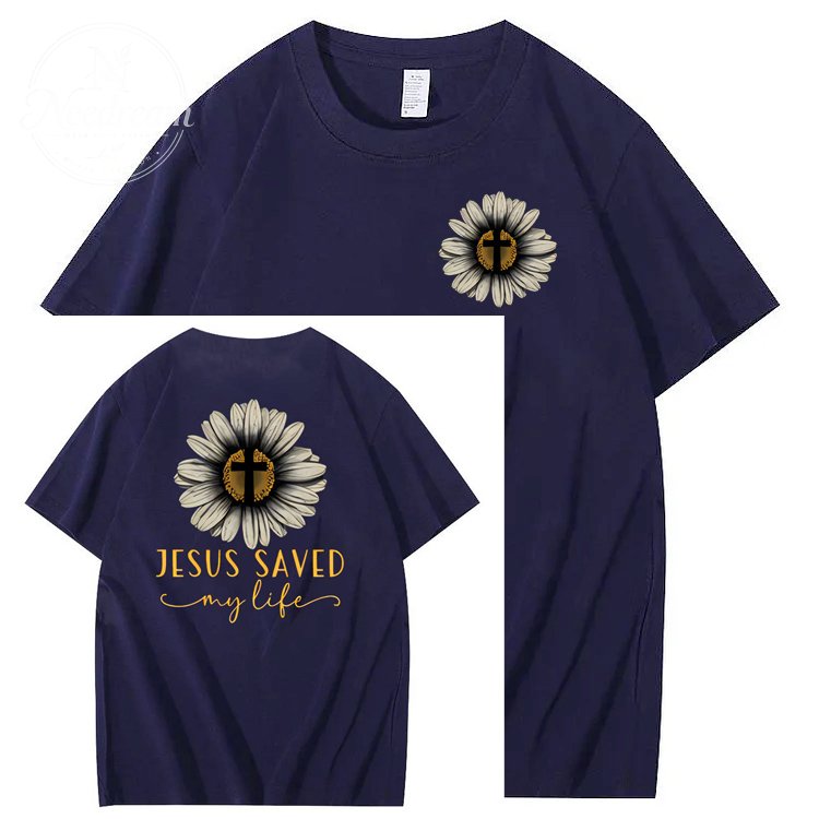 Jesus Saves My Life Pattern100% Cotton T-Shirt