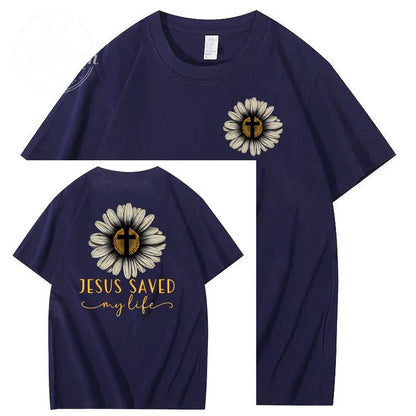 Jesus Saves My Life Pattern100% Cotton T-Shirt