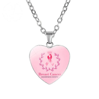 Promote Women'S Breast Logo Pink Ribbon Necklace