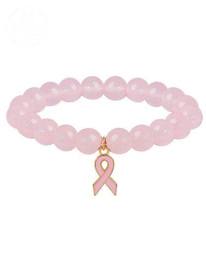 Women's Breast Cancer Awareness Natural Crystal Bracelet
