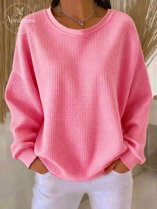 Women's casual waffle multi-color autumn and winter sweatshirt