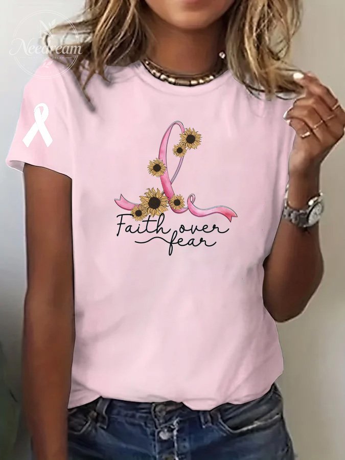 Women's Faith Over Fear  Print Casual T-shirt