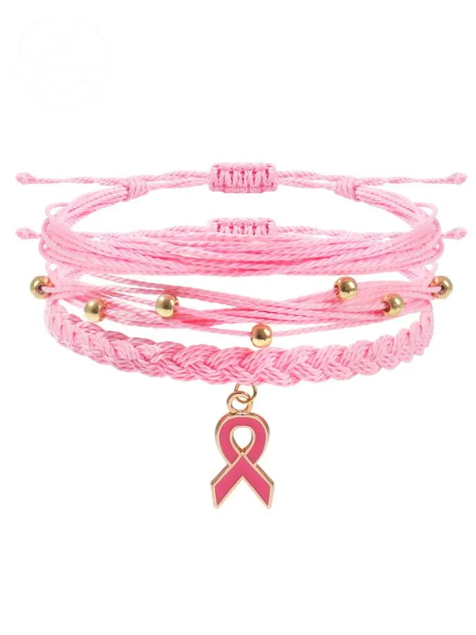 Women's Breast Cancer Awareness Braided Twist Bracelet