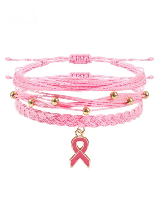 Women's Breast Cancer Awareness Braided Twist Bracelet