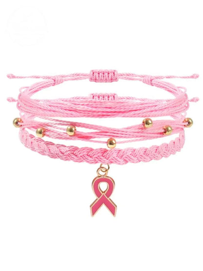 Women's Breast Cancer Awareness Braided Twist Bracelet