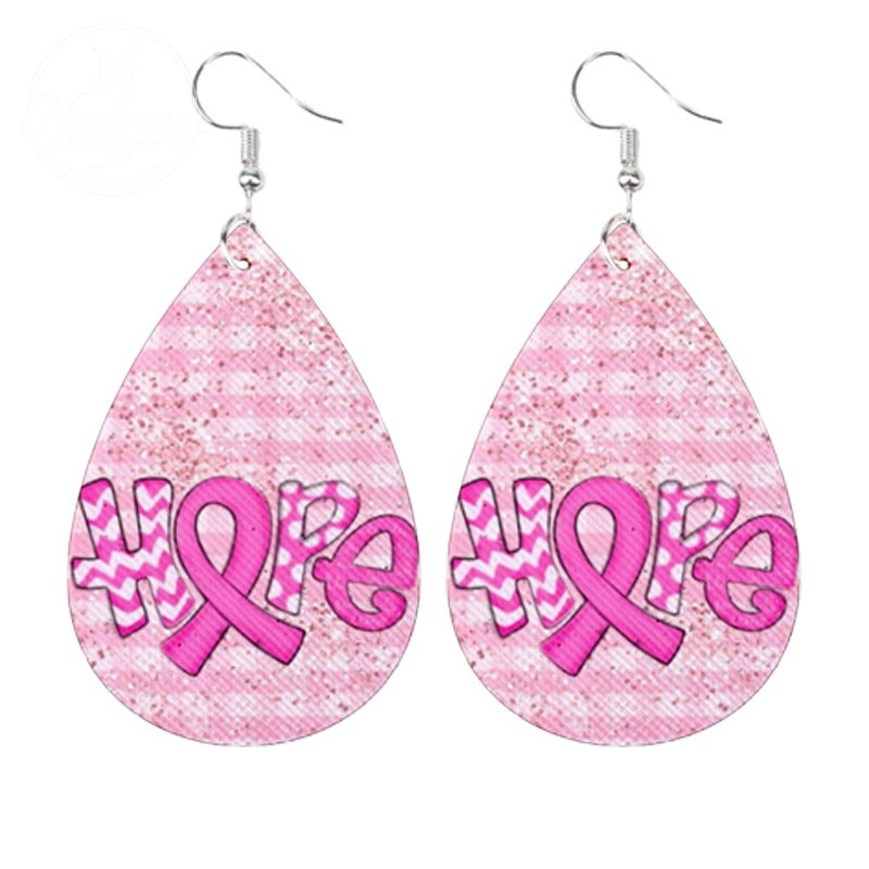 Caring For AIDS Pink Water Drop Earrings