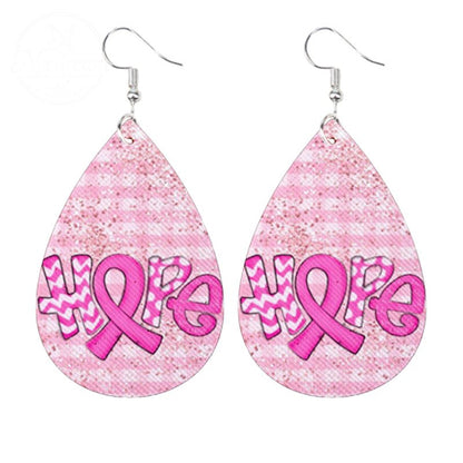 Caring For AIDS Pink Water Drop Earrings