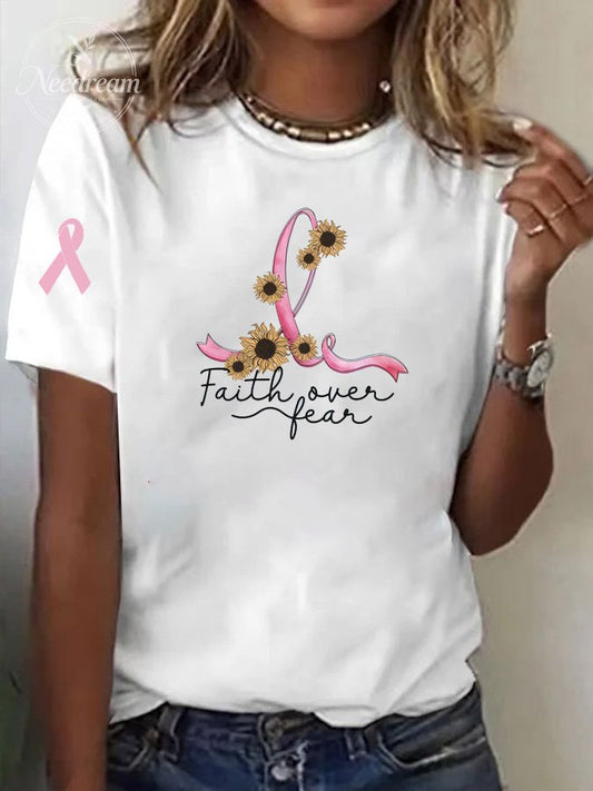 Women's Faith Over Fear  Print Casual T-shirt
