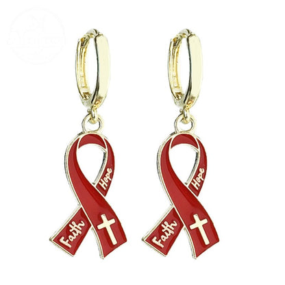 AIDS HIV Awakening Day Red Ribbon Care Activity Earrings