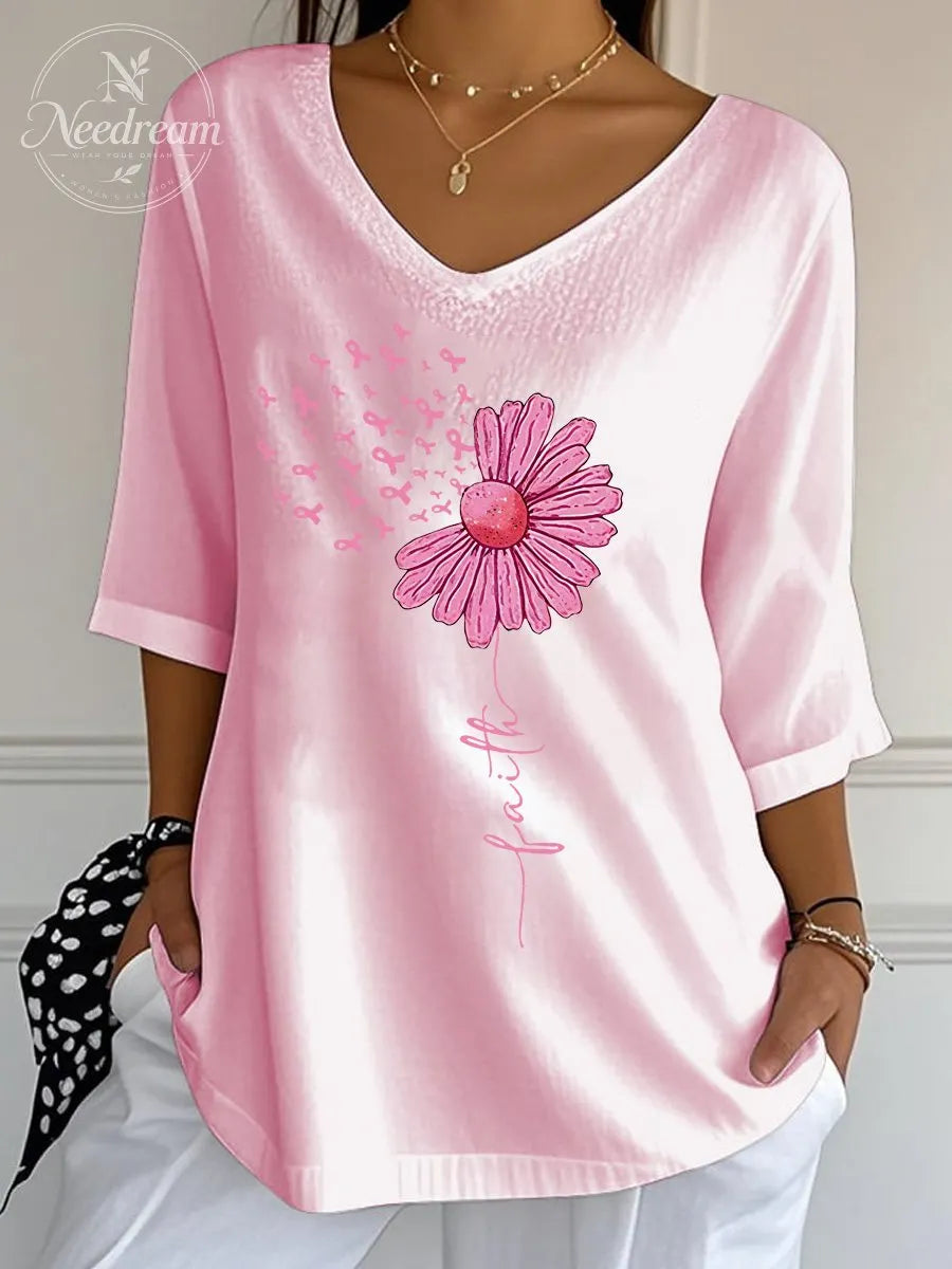 Women's Breast Cancer Faith Wrinkle Top