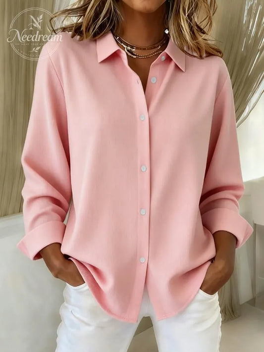 Women's Casual Autumn And Winter Cotton And Linen Multi-Color Shirt