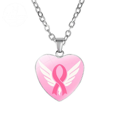 Promote Women'S Breast Logo Pink Ribbon Necklace