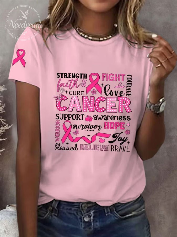 Women's Breast Cancer Awareness Print T-Shirt